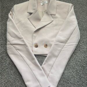 Showpo Cream Blazer with Brown Buttons